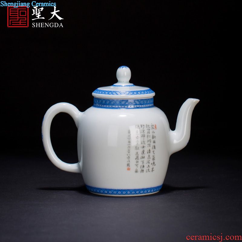 Holy big teapot hand-painted ceramic kung fu heavy colour ewer all hand jingdezhen blue and white flower tea pot