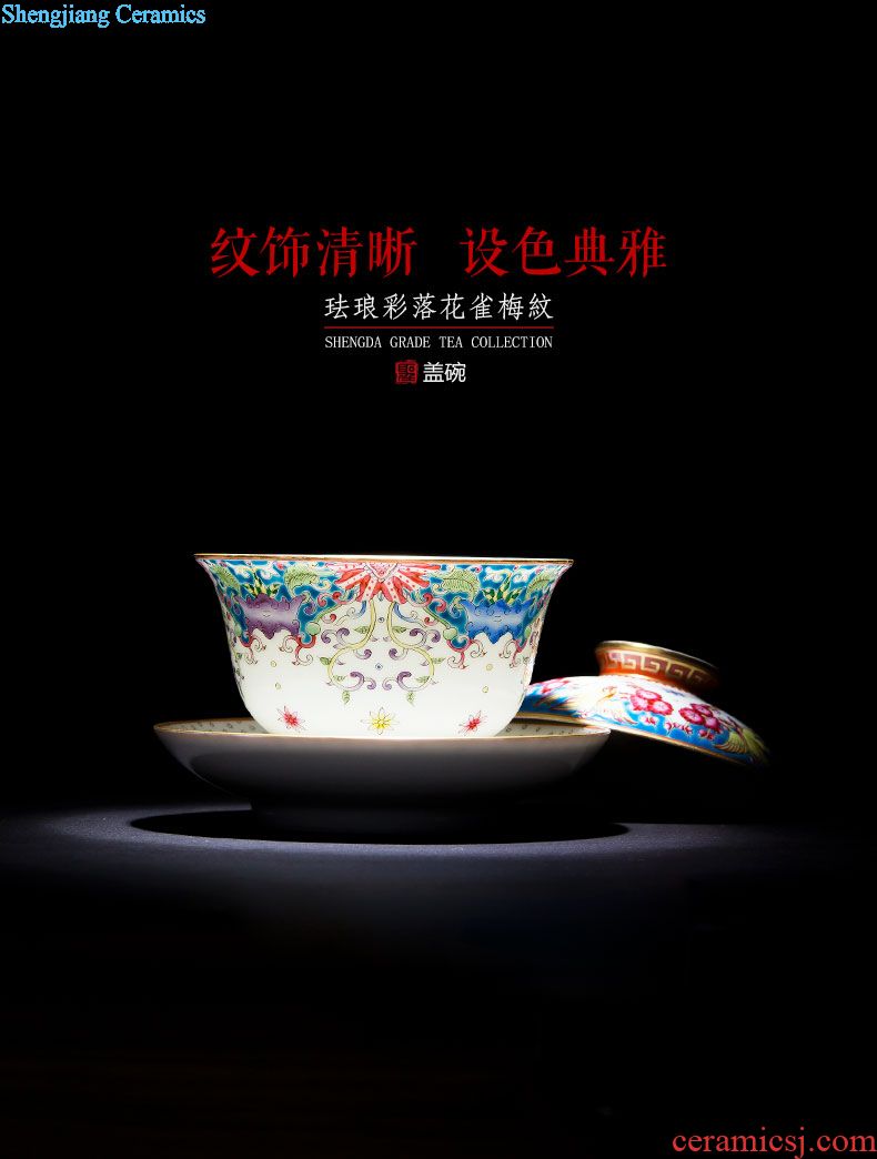Holy big ceramic teacups hand-painted famille rose "ambitions" kung fu master sample tea cup cup pure manual of jingdezhen tea service