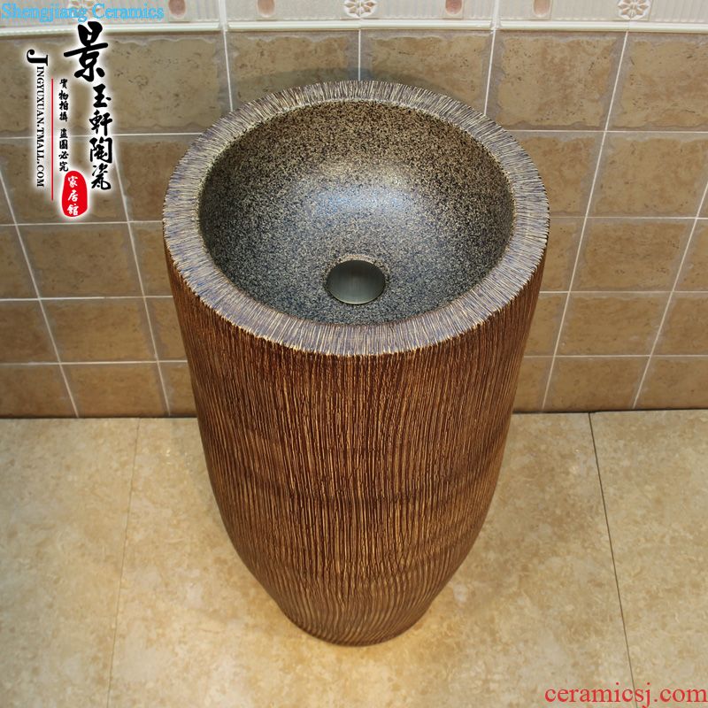 Basin conjoined JingYuXuan jingdezhen ceramic basin of rain flower stones one column column basin sinks art much money