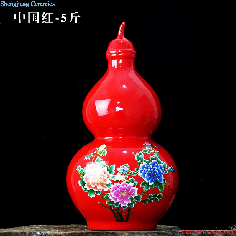 Jingdezhen ceramic bottle 5 jins of flat bottle blank bottle collection of blue and white porcelain porcelain 5 jins of empty bottles