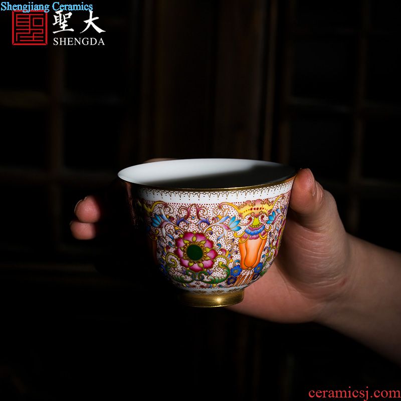 Holy big ceramic kung fu tea master cup hand-painted pastel poetic landscape six-party cup jingdezhen tea sample tea cup