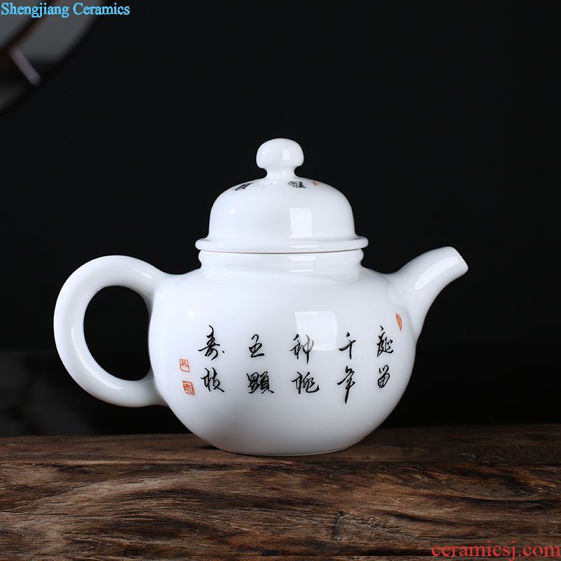Jingdezhen ceramic hand-painted enamel teapot manual snow jade porcelain teapot small household kung fu tea pot