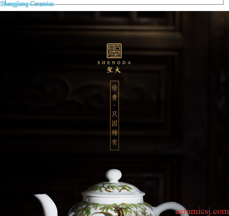 Holy big teapot hand-painted ceramic kung fu finches poetic spherical filtering teapot manual jingdezhen blue and white spirit tea sets