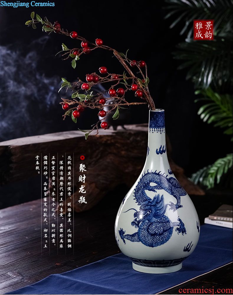 Jingdezhen ceramic home sitting room porch handmade porcelain decorative flower vase is placed new Chinese arts and crafts