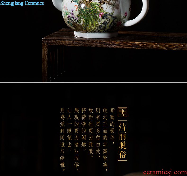 Holy big teapot hand-painted ceramic kung fu finches poetic spherical filtering teapot manual jingdezhen blue and white spirit tea sets