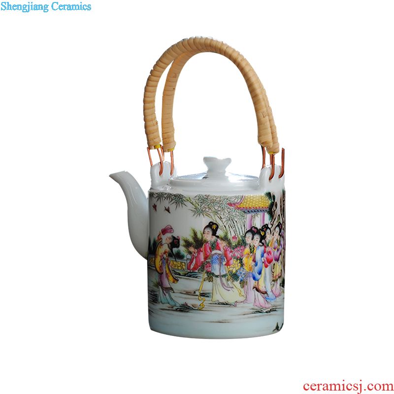 Jingdezhen hand-painted colored enamel colour xi shi pot on the glaze ceramic teapot little teapot kungfu single pot