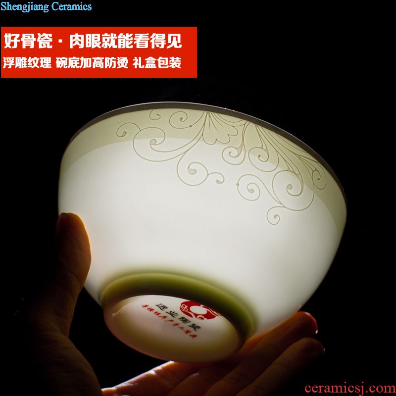 Jingdezhen ceramic plate round plate of household jobs steak disc creative fish bone porcelain plate Nordic cutlery set