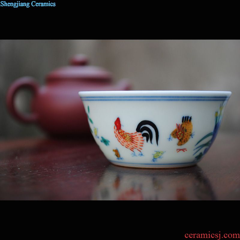 Jingdezhen your kiln azure glaze on kung fu teacups hand-painted cranes individual cup sample tea cup single cup by hand