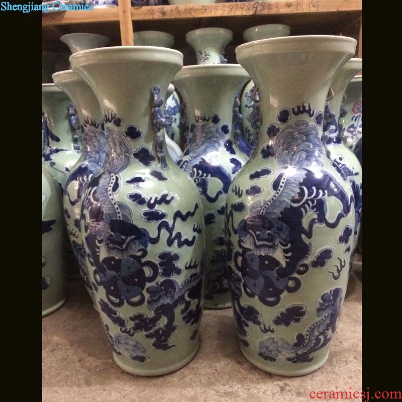 Qianlong official kiln enamel zodiac ears zun hand-painted porcelain enamel contracted zodiac vase