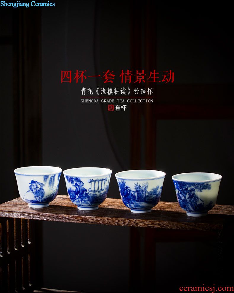 Holy big cup sample tea cup hand-painted ceramic kungfu goose on the bell cup full of blue and white porcelain jingdezhen tea by hand