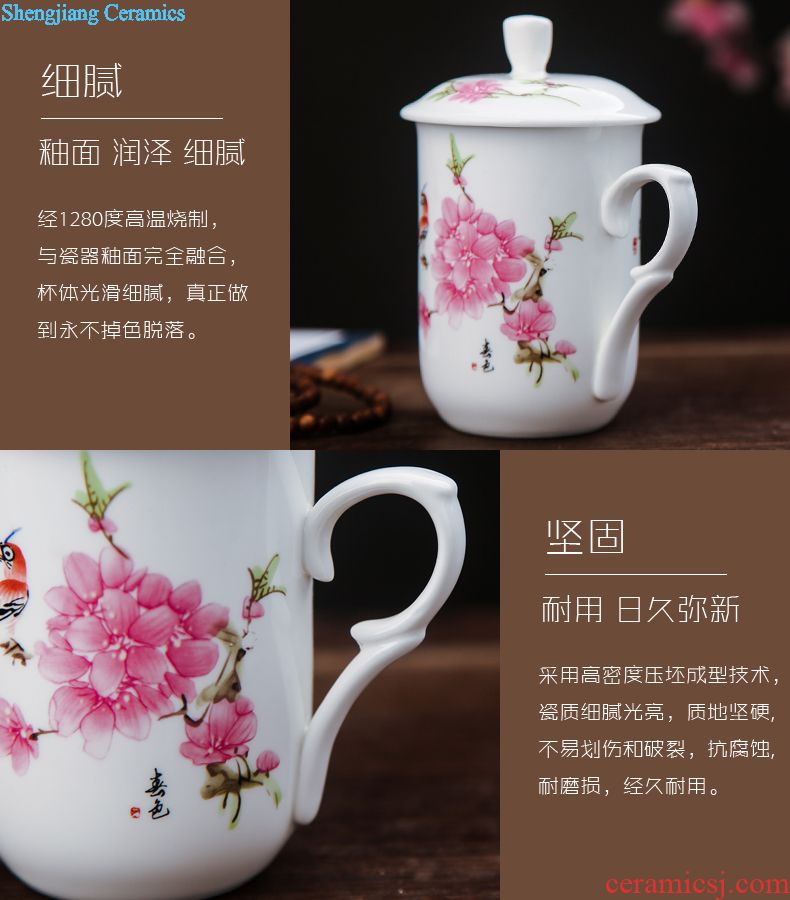 Ceramic mug cup with cover meeting office hotel 10 sets jingdezhen domestic cups cups not purple