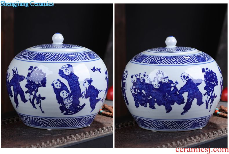 Jingdezhen ceramic manual hand-painted vases furnishing articles three-piece household vases, flower arrangement of new Chinese style porch sitting room