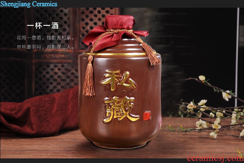 JingDe ceramic ceramic bottle 1 catty 2 jins 3 kg 5 jins of jars of household adornment furnishing articles antique white wine bottle is empty