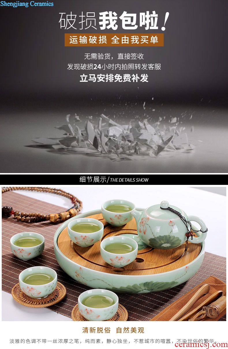 Marriage was suit household of Chinese style wedding of a complete set of jingdezhen ceramic big red kung fu tea cup teapot tea tray