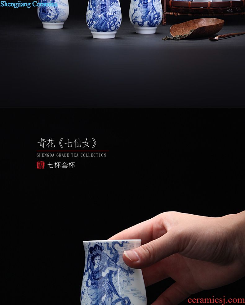 Sample tea cup jingdezhen blue and white dragon and tea set ceramic hand-drawn lines master cup single cup all hand kung fu tea cups