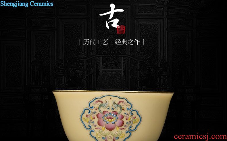Holy big ceramic tea tureen teacups hand-painted porcelain fu lu wen manual jingdezhen tea set all three of the bowl bowl