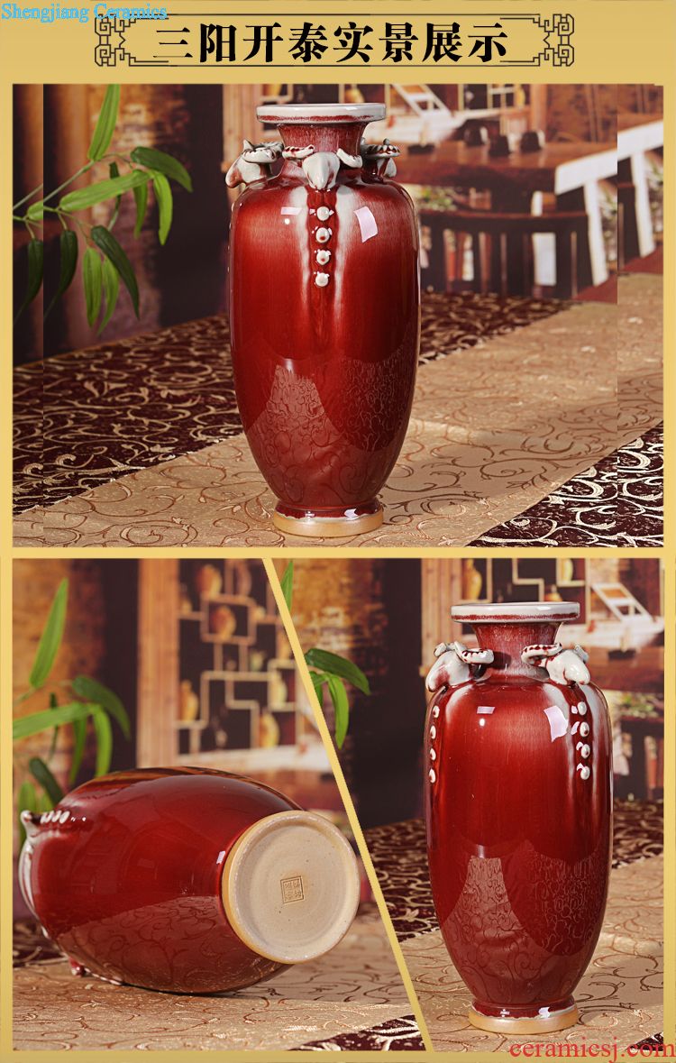 Art of jingdezhen chinaware kiln, kiln red floret bottle household act the role ofing is tasted furnishing articles sitting room decoration arts and crafts