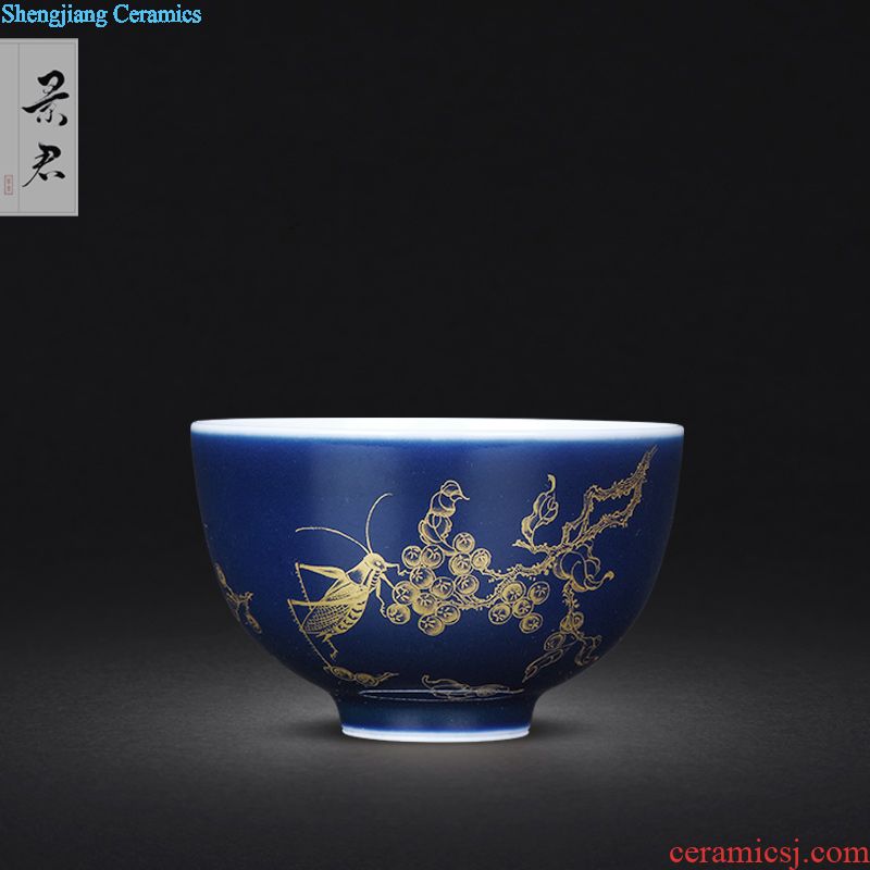 Jingdezhen ceramic offering blue gold handmade ceramic tea pu-erh tea caddy sealed tank storage jar