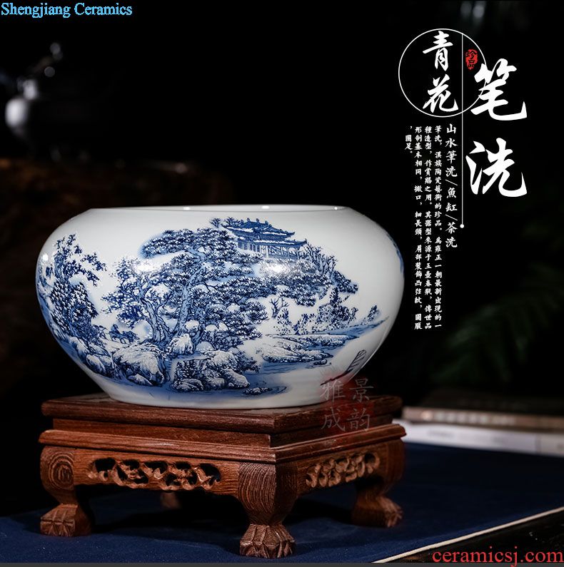 Jingdezhen ceramic seal caddy storage tank large household puer tea cake tin deposit receives storage place