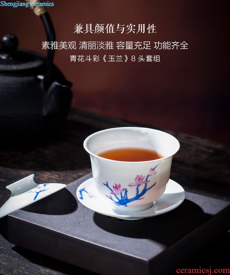 Holy big ceramic tea pot hand-painted storage POTS manual jingdezhen blue and white color bucket lotus kung fu tea accessories