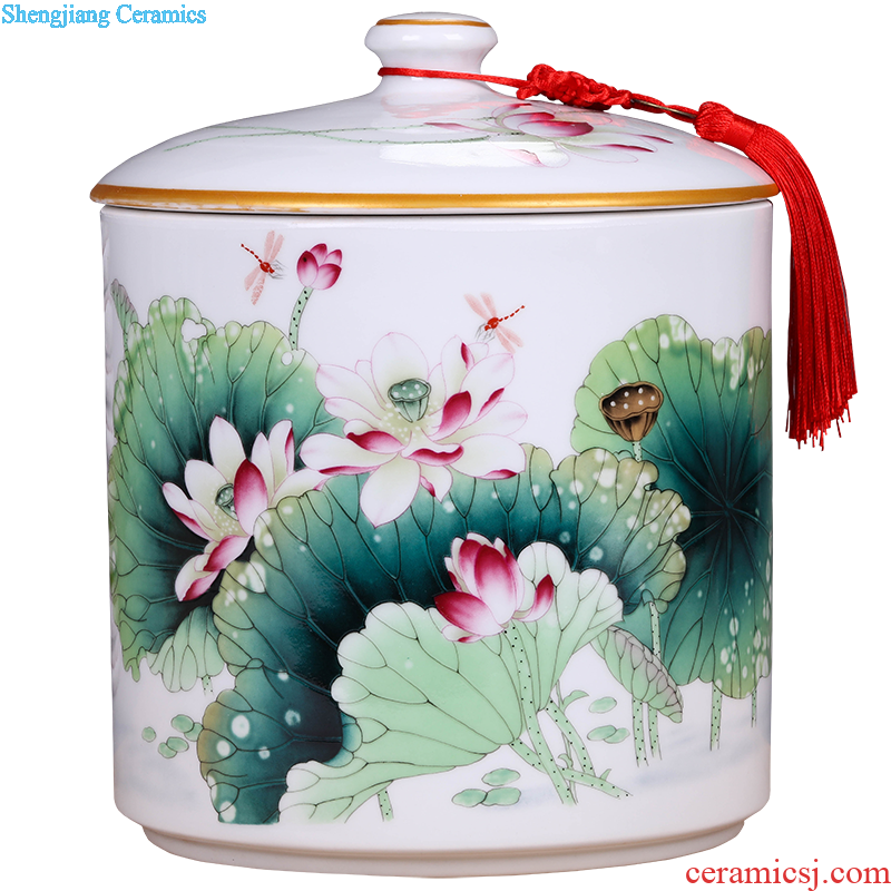 Jingdezhen ceramic grain storage tank food grains, sealed cans household caddy receive a case storage tanks