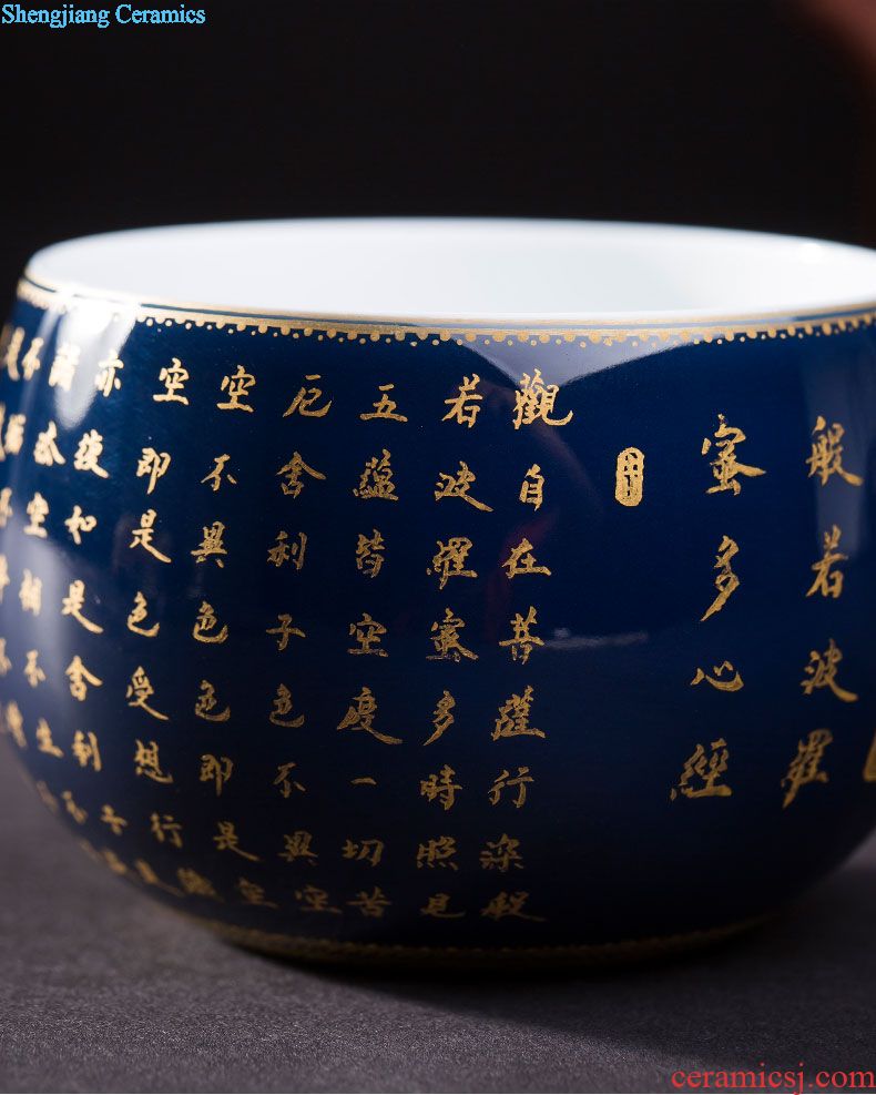 Santa hand-painted ceramic kung fu tea tea maintain five kirin master light hand, jingdezhen blue and white tea