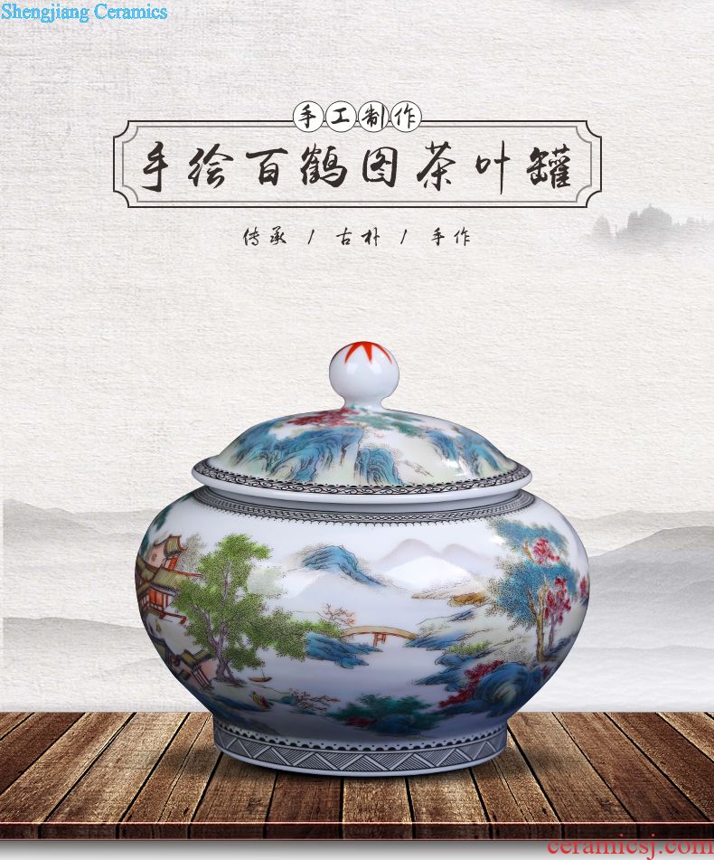 Jingdezhen blue and white caddy household seal pot porcelain ceramic hand-painted trumpet puer tea pot