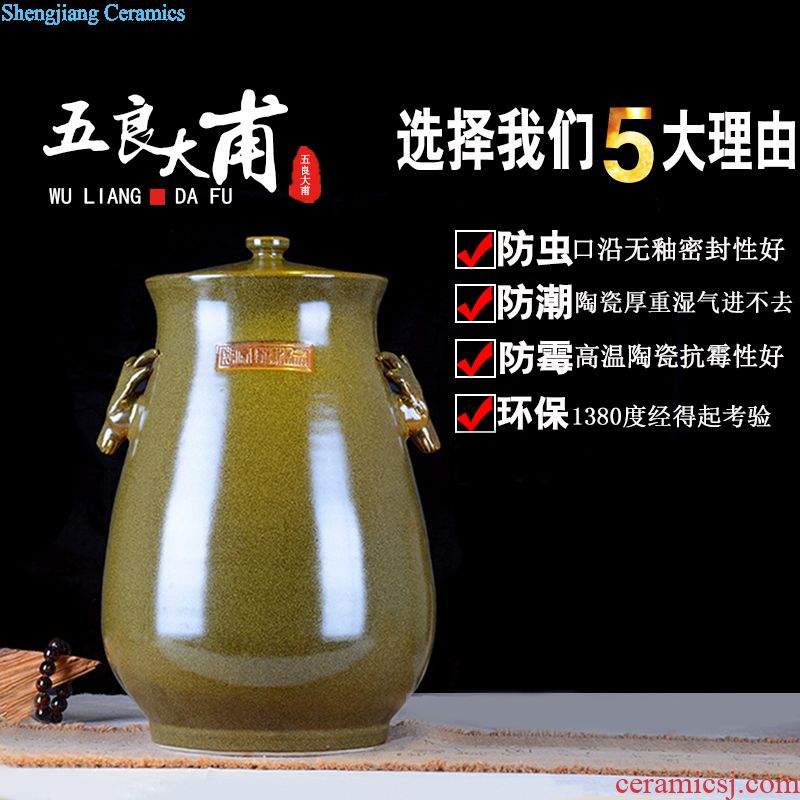 Jingdezhen ceramic art bottle hand-painted peacock blue and white porcelain is empty bottles 10 jins sealed bottle furnishing articles