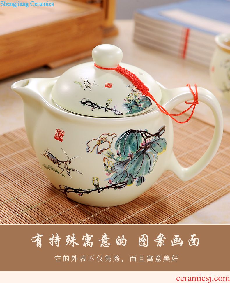 Kung fu tea set jingdezhen ceramic contracted household celadon teapot teacup tea tray portable Japanese trip