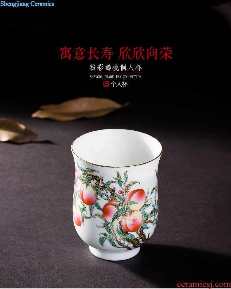 Santa ceramics jingdezhen blue and white landscape three hand-painted heavy industry tureen kung fu tea tea tea bowl by hand