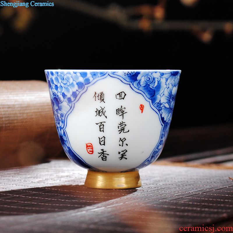 Jingdezhen wire inlay ceramic sample tea cup Colored enamel personal kung fu master cup single cup colored enamel lotus tea cups