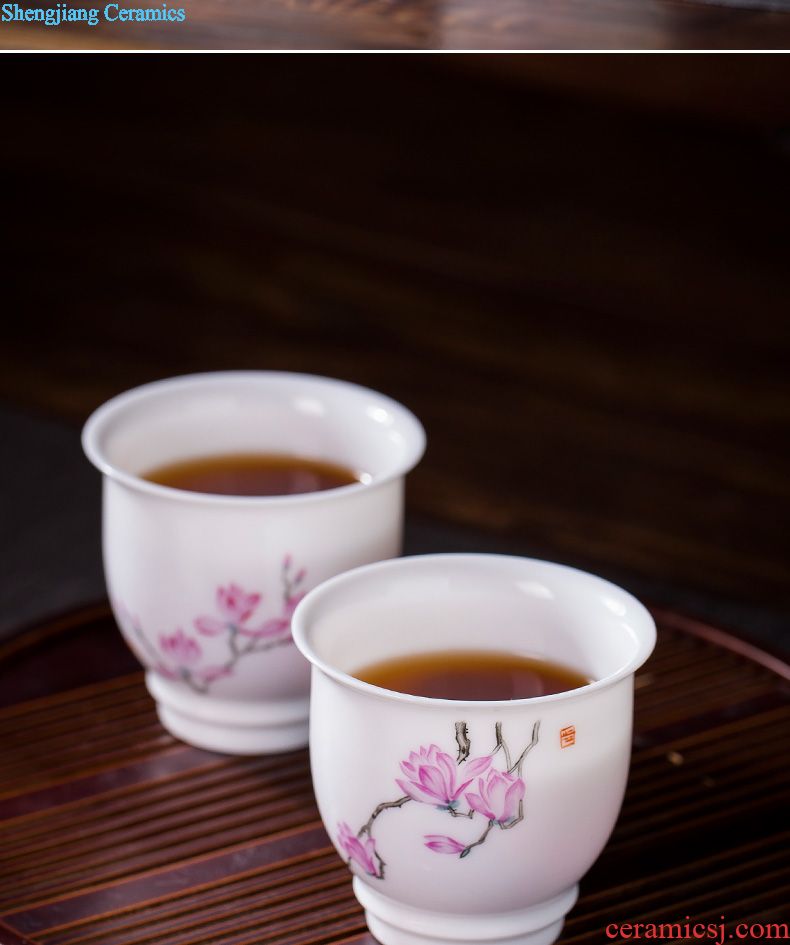 Holy big cup sample tea cup hand-painted ceramic kungfu pastel lad spring square cup all hand of jingdezhen tea service