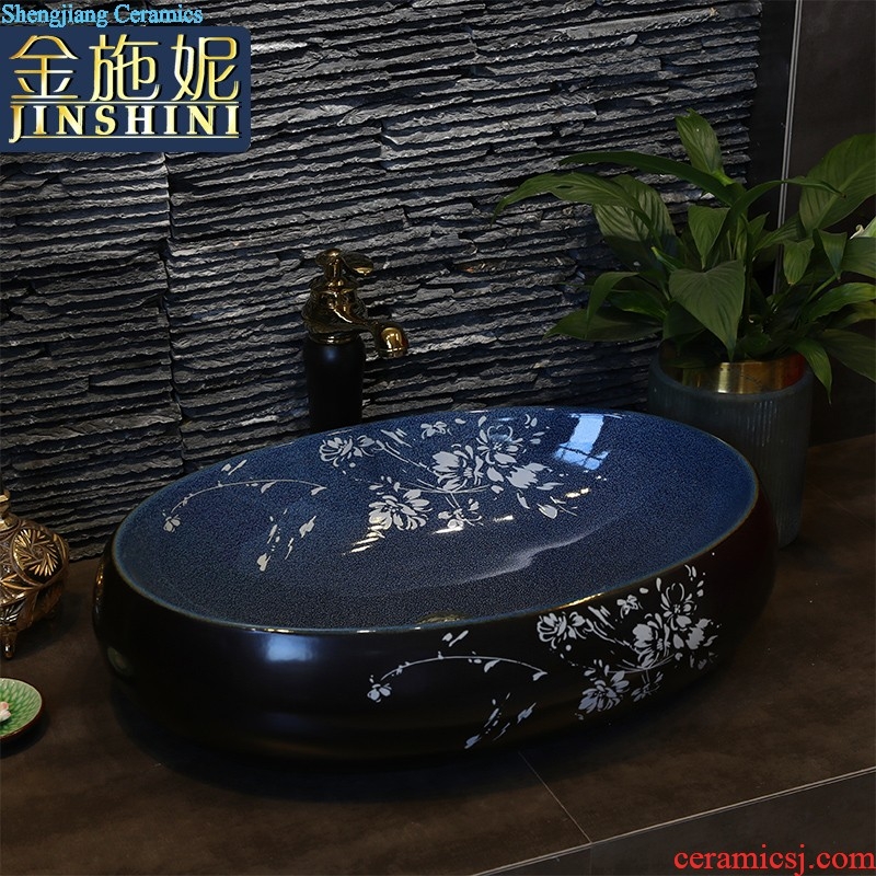 Fashion of ceramic wash a face to the stage basin oval household washing basin bathroom balcony rectangular art basin