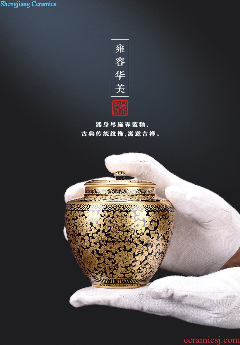 JingJun jingdezhen ceramic hand-painted ji blue paint all hand tureen kung fu tea tea three tureen tea cups