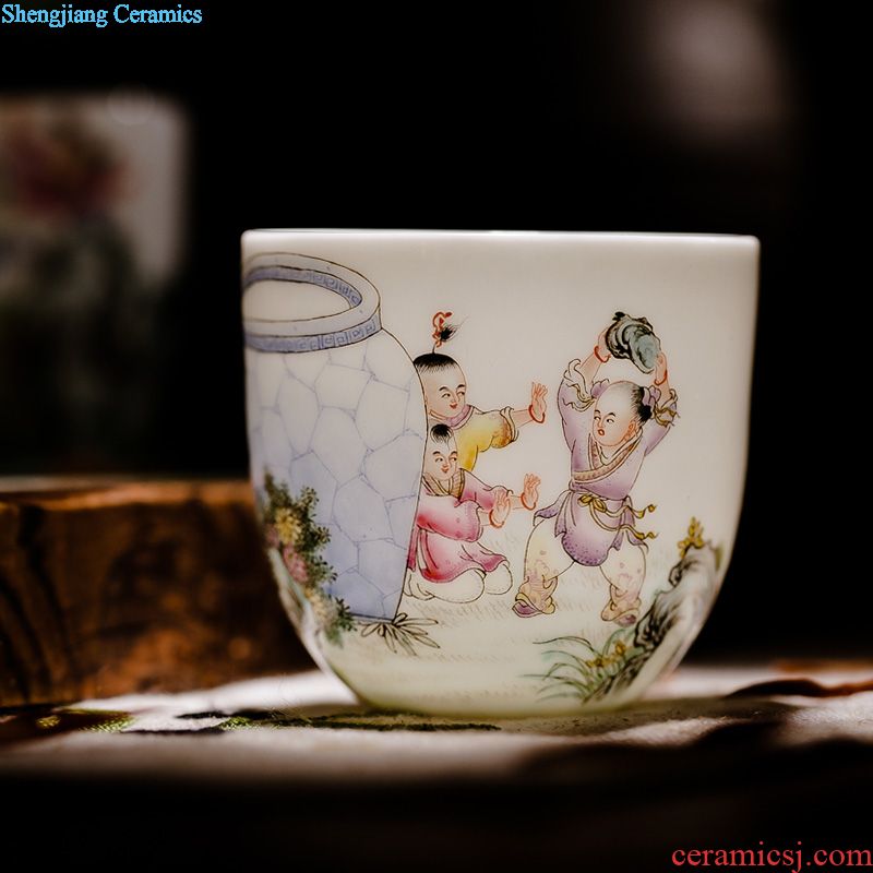 Owl kiln jingdezhen hand-painted ceramic tureen tea antique teacup youligong longfeng for handmade quality