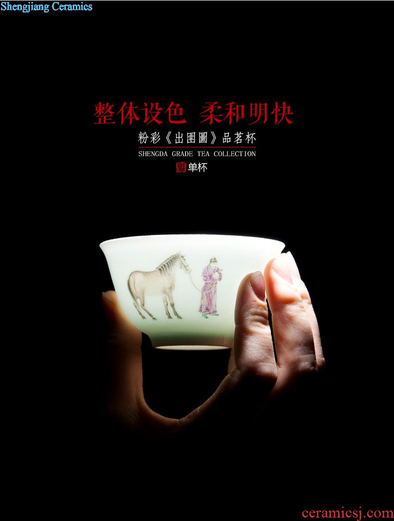 Holy big ceramic sample tea cup free hand-painted porcelain figure master weng travel cup one cup of jingdezhen kung fu tea set