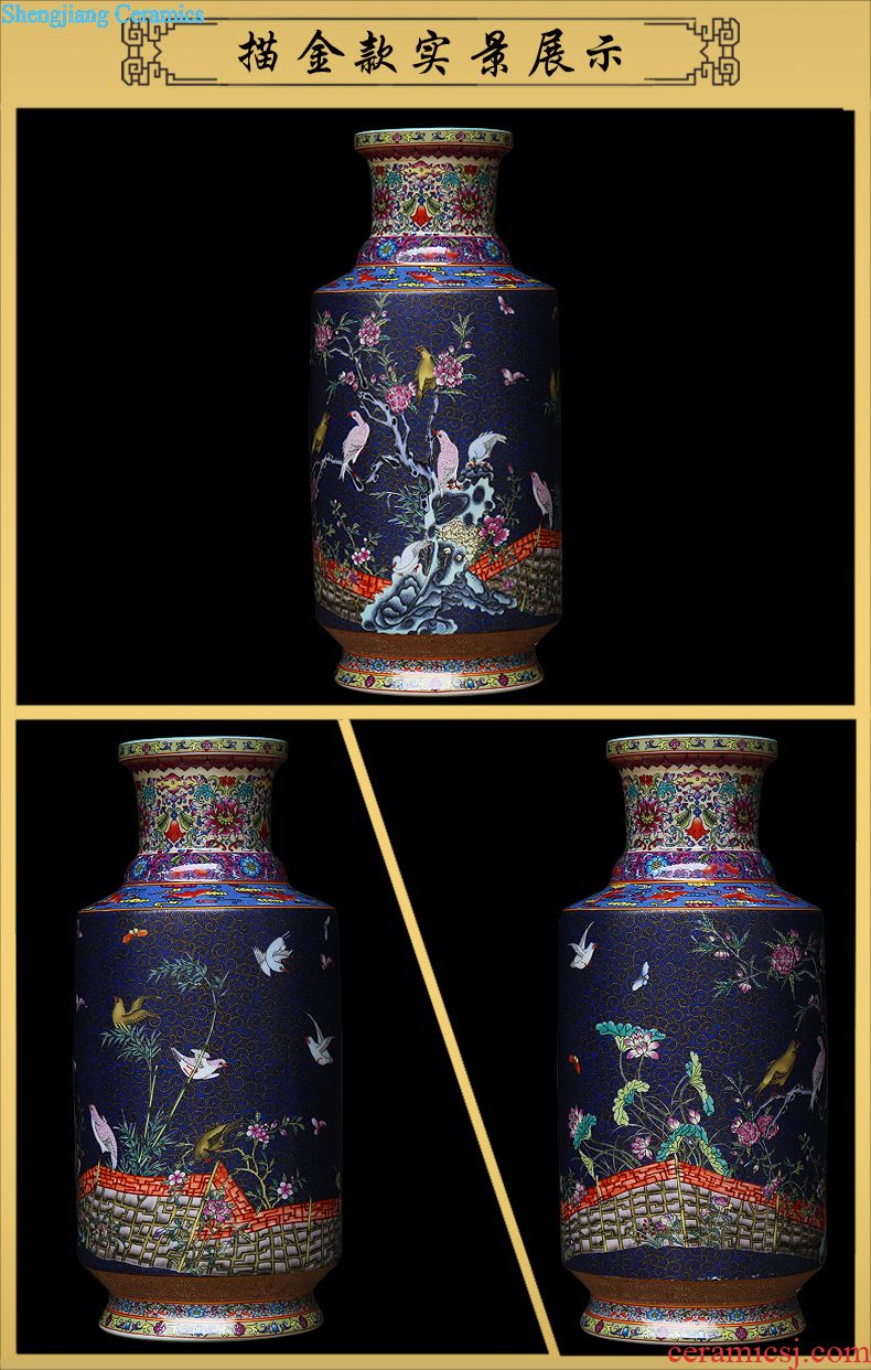 Hand-painted porcelain of jingdezhen ceramics goldfish bowl lotus cylinder wind tortoise tank painting cylinder furnishing articles in the living room
