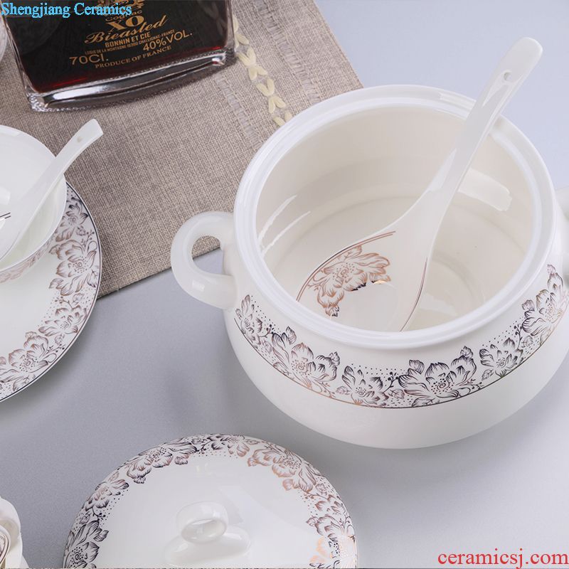 Jingdezhen tableware european-style bone bowls plates suit Chinese rural tableware bowl suit household of Chinese style and pure and fresh