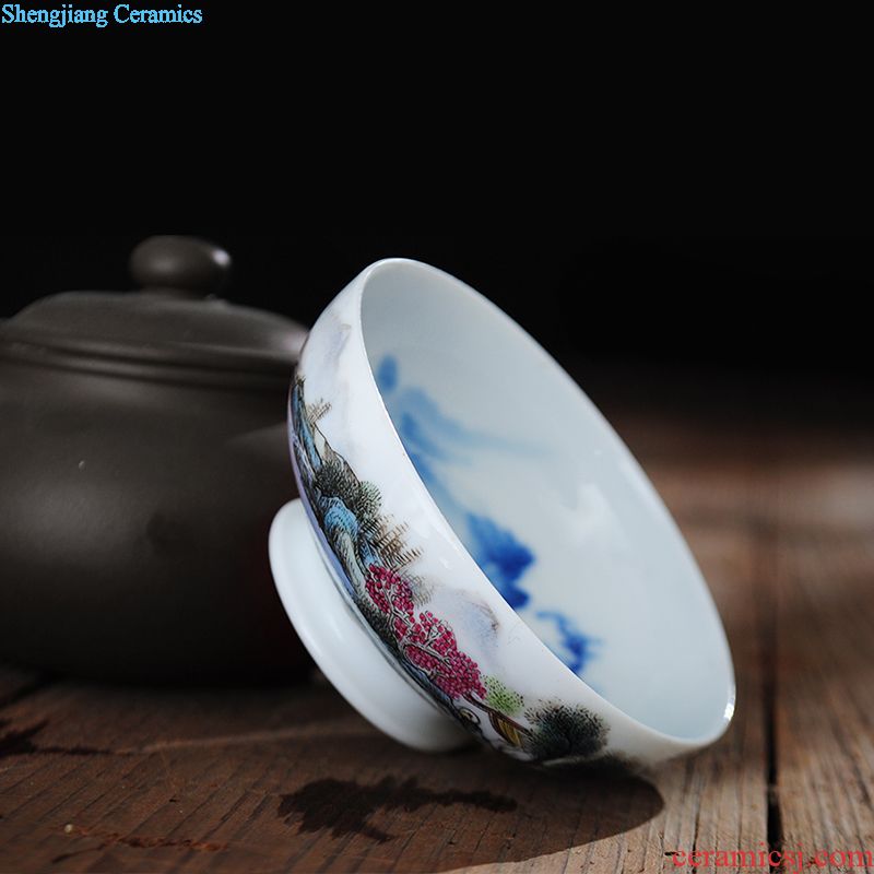 Jingdezhen hand-painted teacup Ceramic kung fu tea sets manual single cup powder enamel masters cup sample tea cup