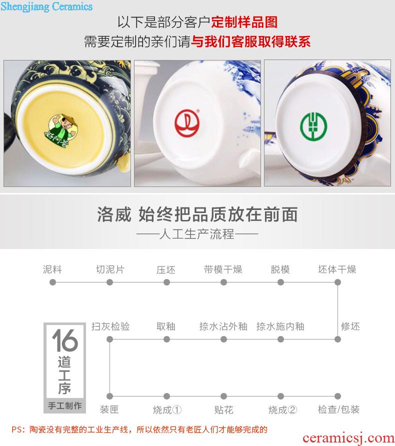 Jingdezhen white porcelain suet jade kung fu tea set home office teapot teacup box of a complete set of 6 people