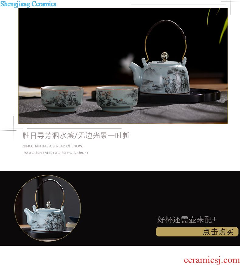 Jingdezhen tea set single glass ceramic cups of tea light colored enamel hand-painted kung fu master cup sample tea cup individual cup