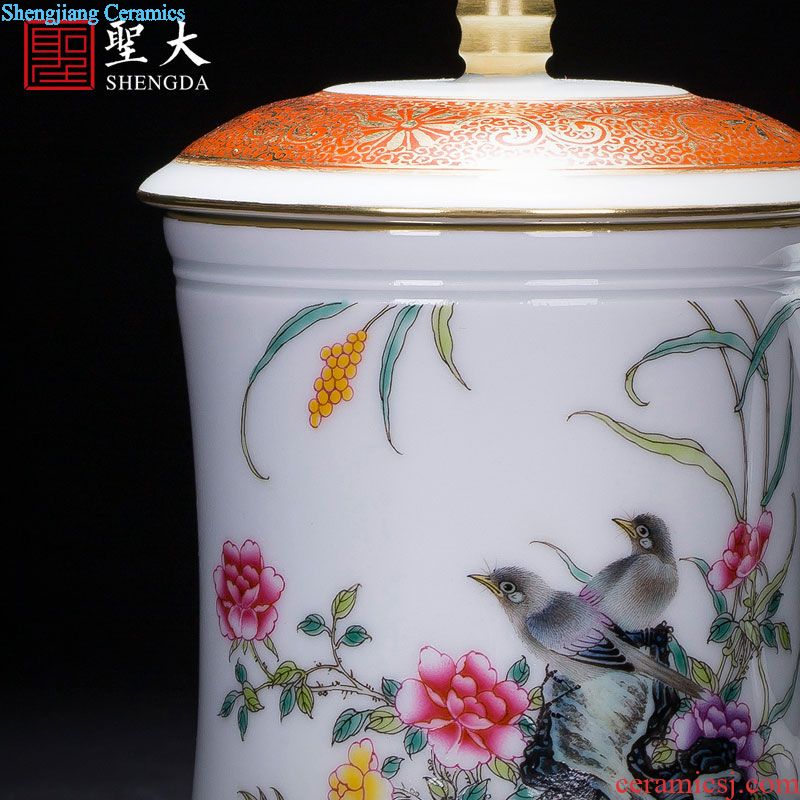 The big three to blue and white chrysanthemum tureen hand-painted ceramic large butterfly tattoo all hand jingdezhen kung fu tea tea bowl