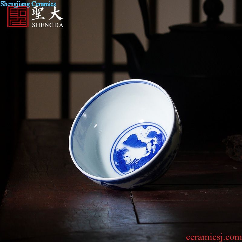 Santa teacups hand-painted wufu ceramics kung fu figure large bowl full manual tiger glass of jingdezhen tea service master