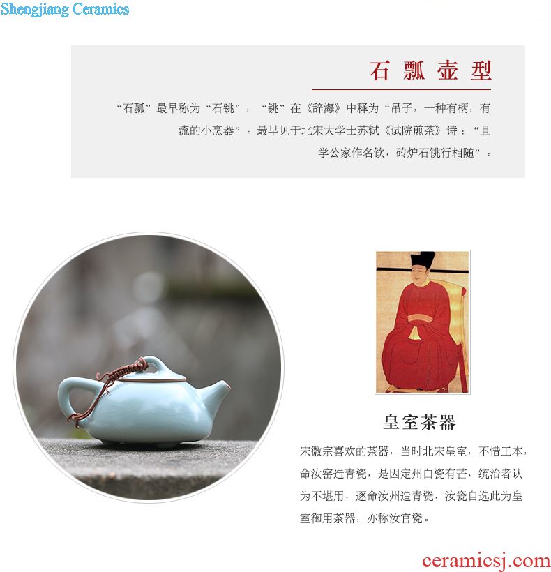 Three frequently hall your kiln kung fu tea set piece of jingdezhen ceramic teapot tea ceremony of a complete set of sample tea cup TZS173