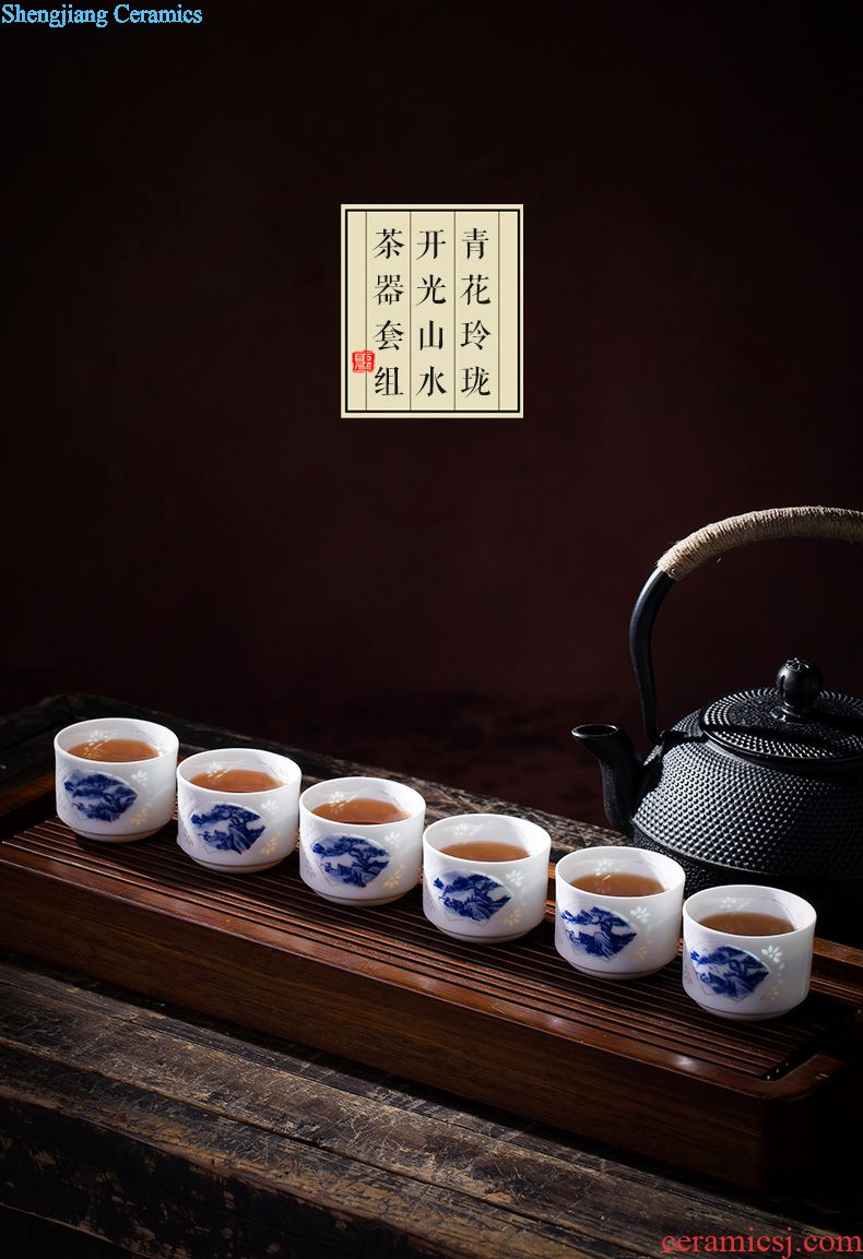 Holy big ceramic kung fu masters cup hand-painted porcelain cups water lotus pattern sample tea cup manual of jingdezhen tea service