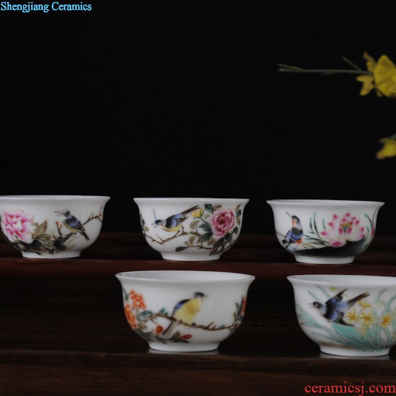 Owl jingdezhen kiln XY - CJ284C hand-painted ceramic famille rose tea tureen antique porcelain cups