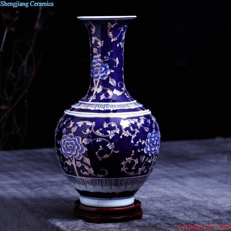 Jingdezhen ceramic handicraft ceramic landscape of large blue and white porcelain vase sitting room home decoration porcelain furnishing articles