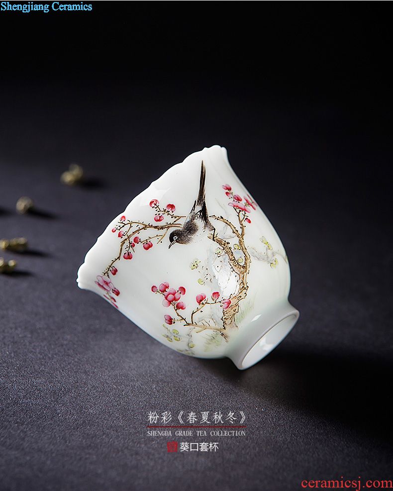 Sample tea cup of jingdezhen ceramic hand-painted pastel "tiger mountain" personal cup all hand tea kungfu tea cups