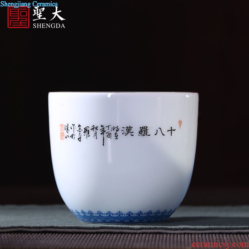 Santa teacups hand-painted ceramic kung fu new color landscape four scene - cup master cup sample tea cup set of jingdezhen tea service