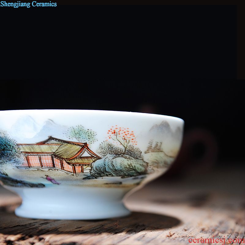 Jingdezhen sample tea cup your kiln azure on hand color ink landscape kung fu tea cup master cup bowl
